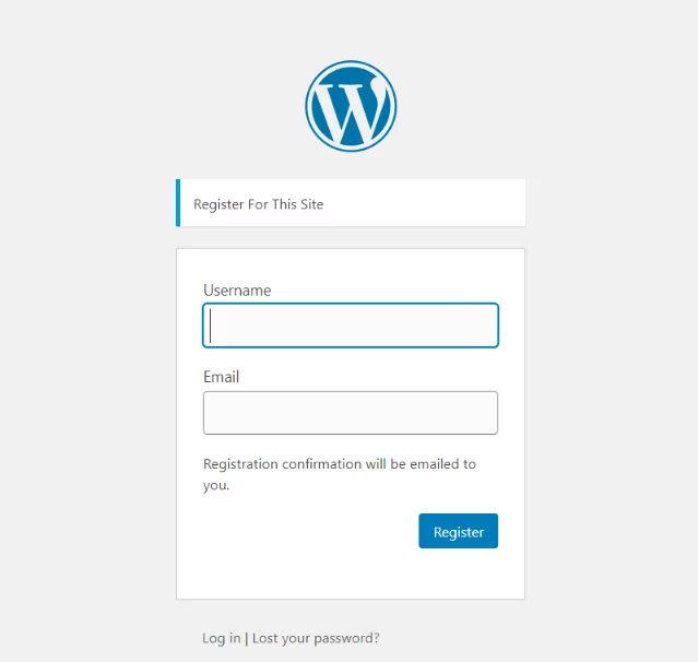 Standard WordPress Register Page