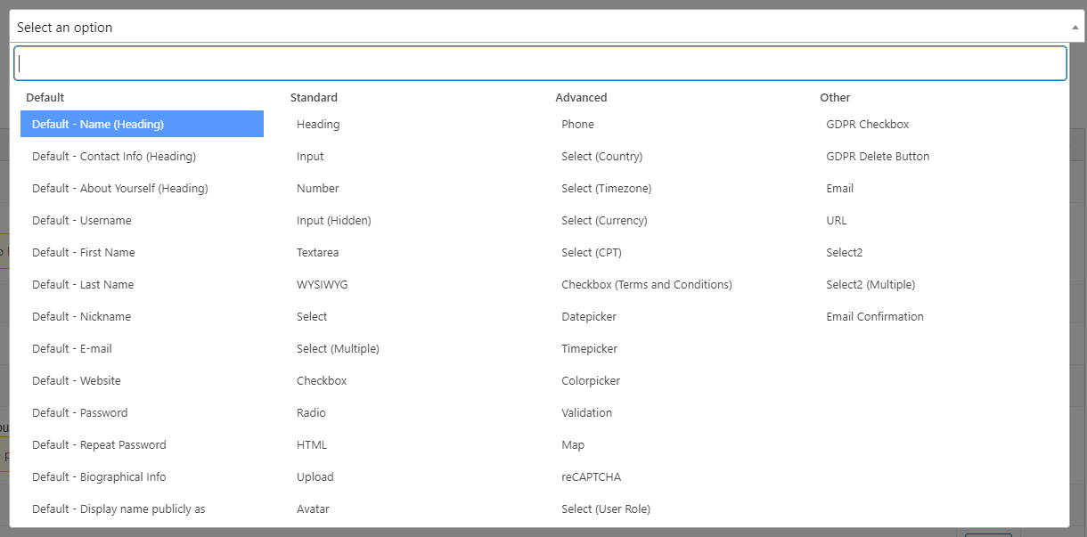 Form Field types