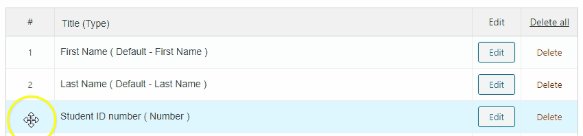 Change position of fields