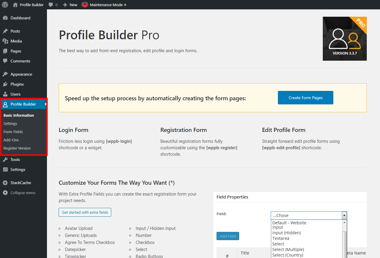 Profile Builder Settings