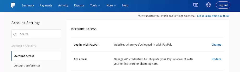 PayPal API Access