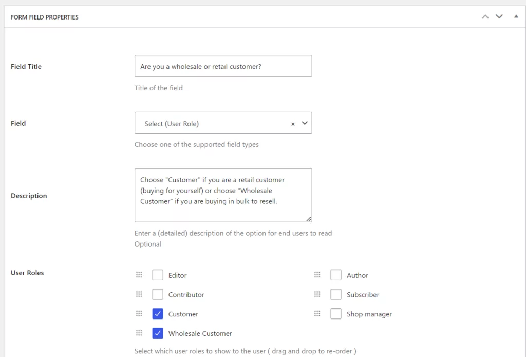 Adding role select field