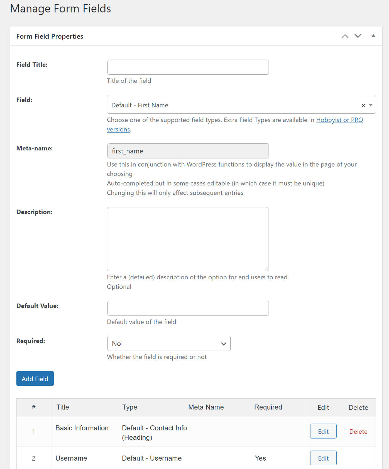 Edit a specific field