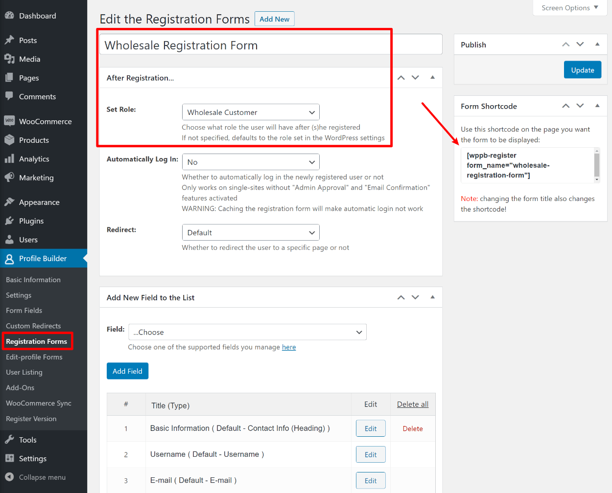 Embedding a custom registration form