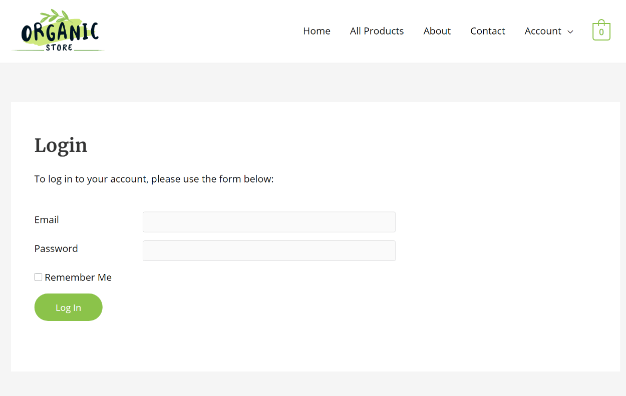 Custom WooCommerce login page example