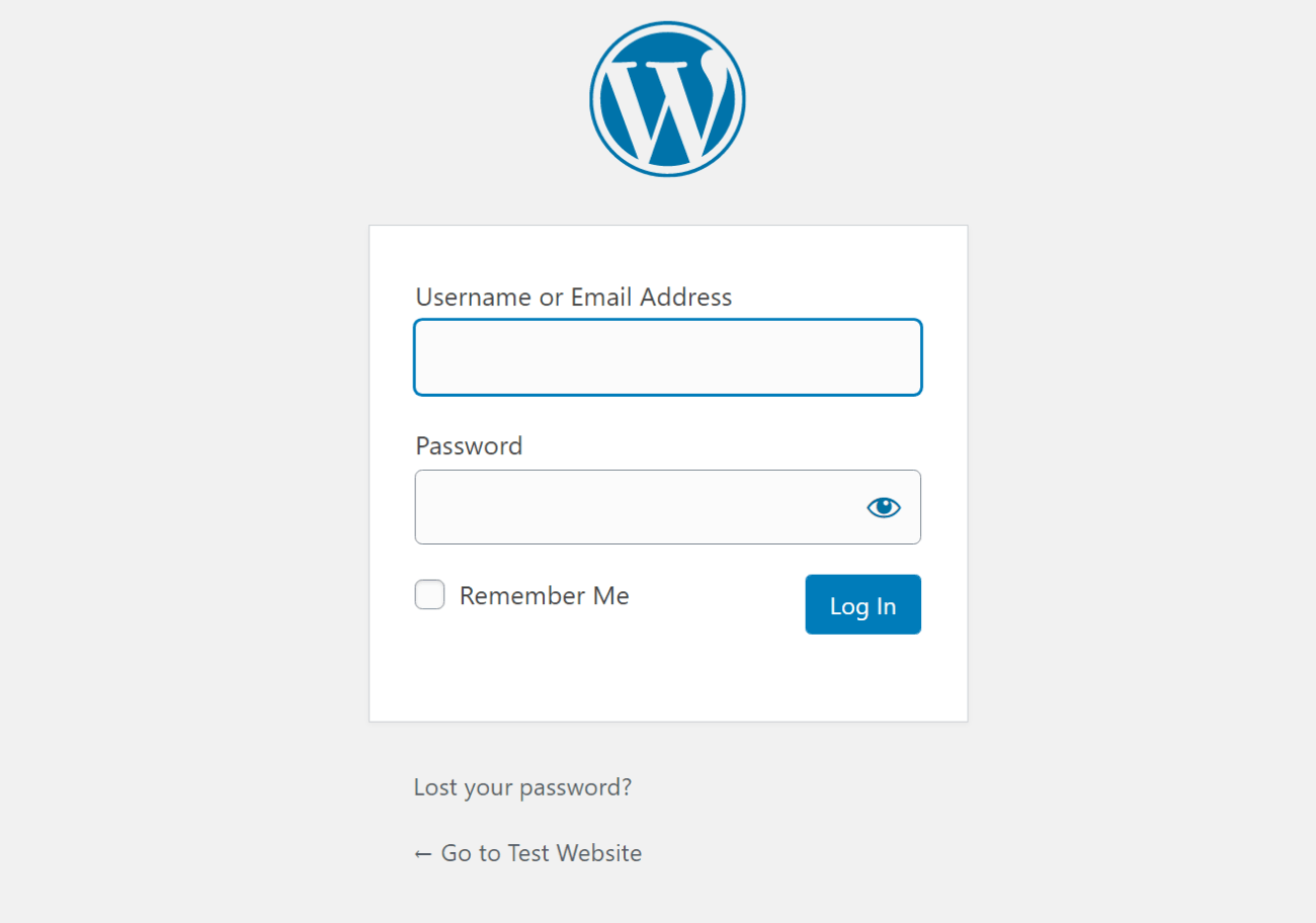 Regular WordPress email login field