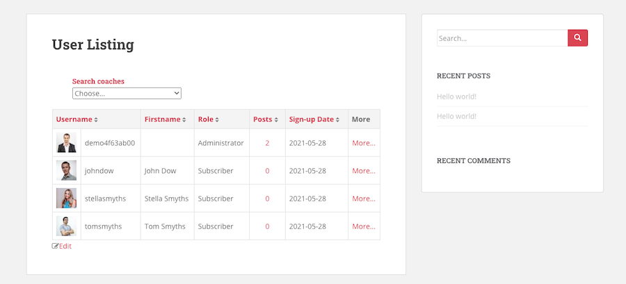 member directory example