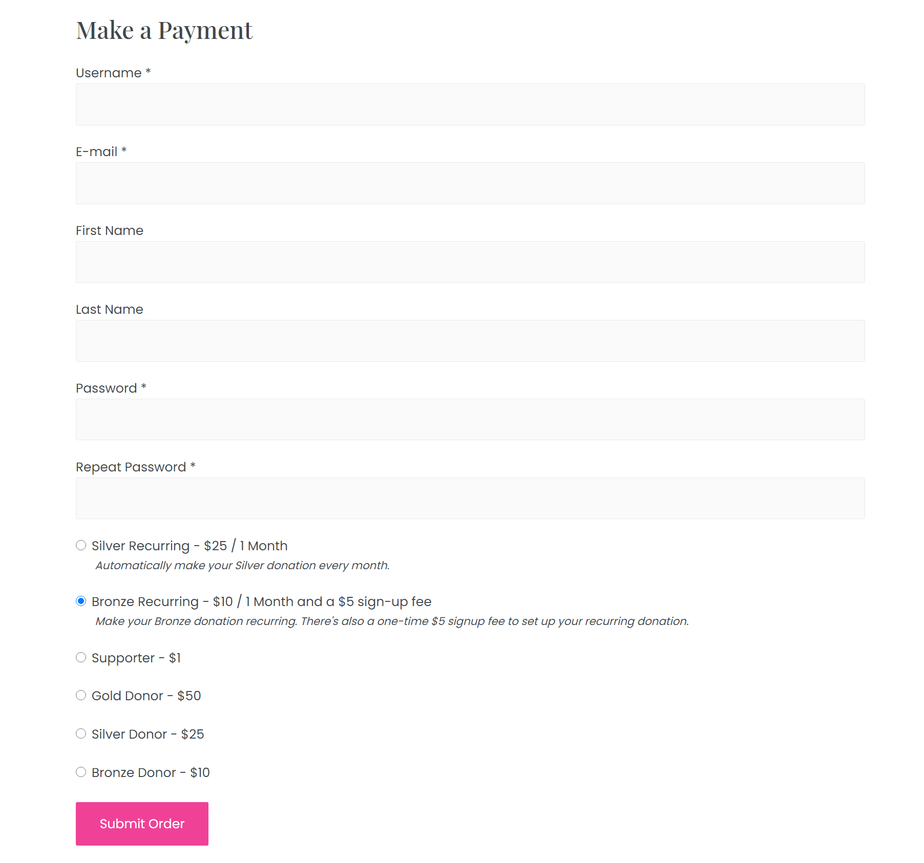 WordPress PayPal plugin with form for one-time or recurring payments