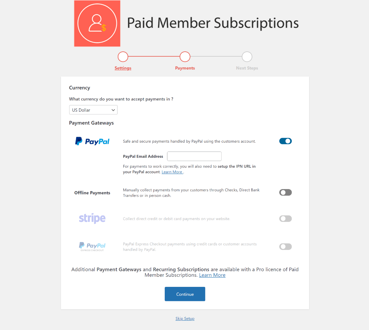Paid Member Subscriptions payment gateways
