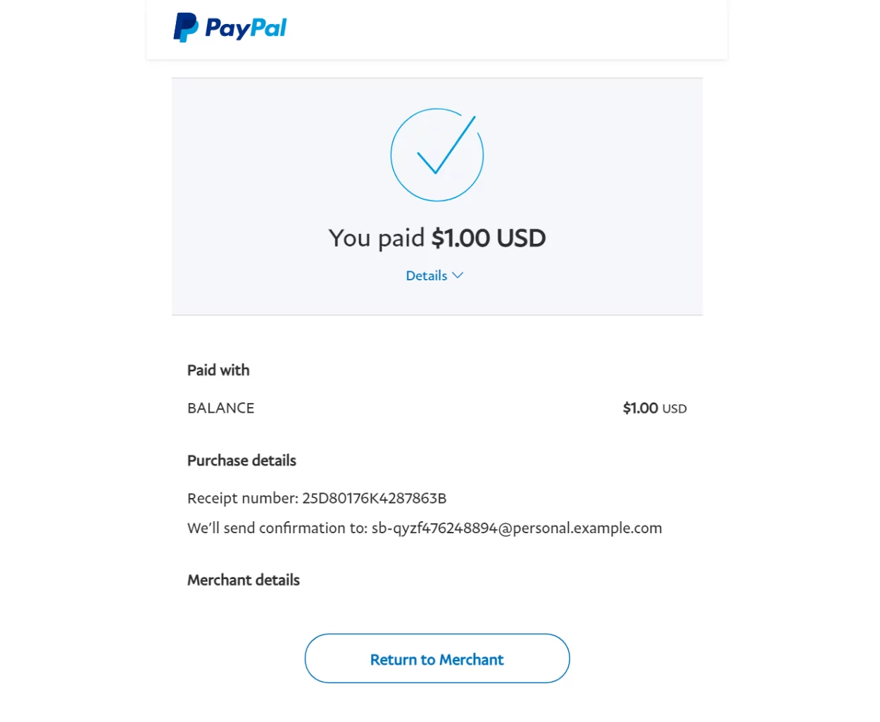 PayPal success
