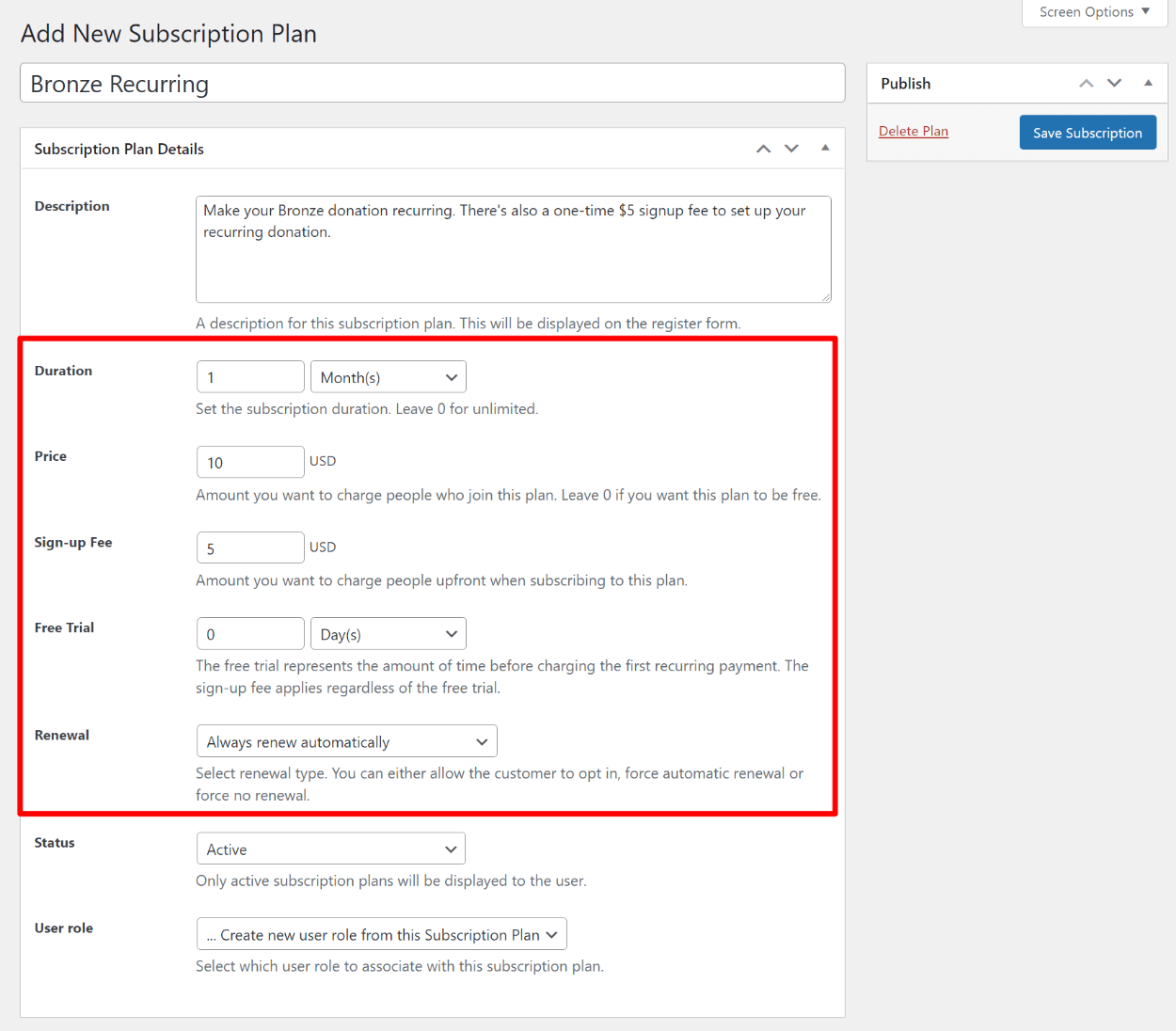 Configuring recurring PayPal payment