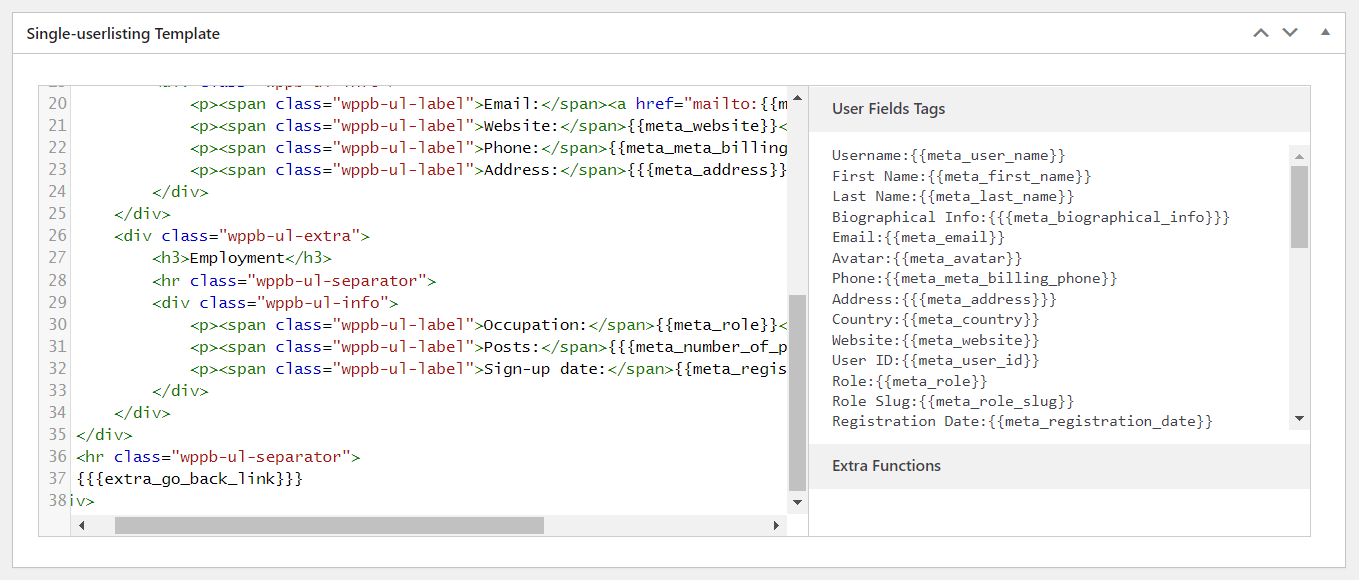 Editing Single User Template in WordPress member directory