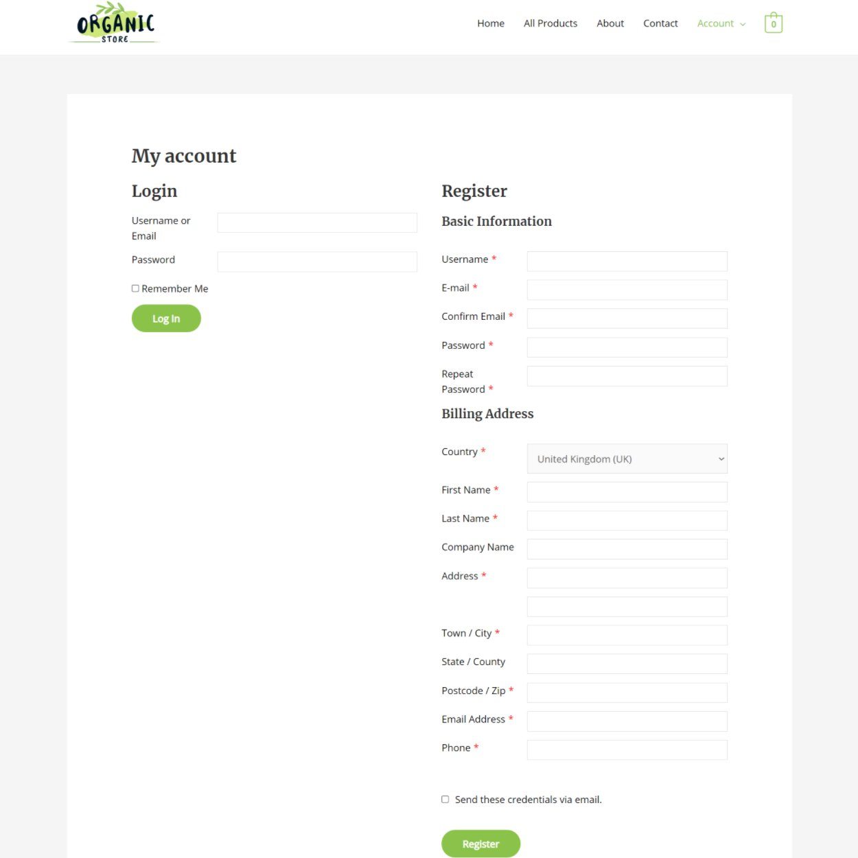 Custom WooCommerce register page