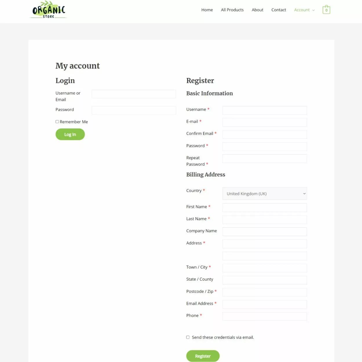 Custom WooCommerce register page