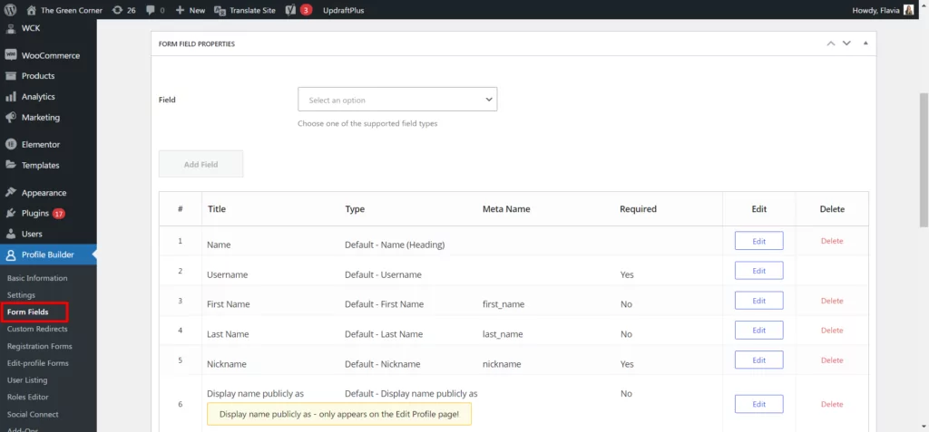 Custom registration form