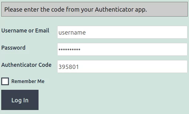 Two-Factor Authentication Login Notice