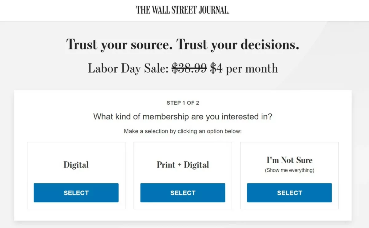 WSJ membership level names