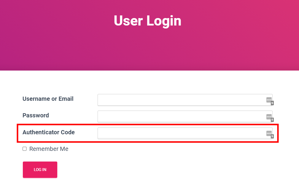 Authenticator Code Field on Login Form