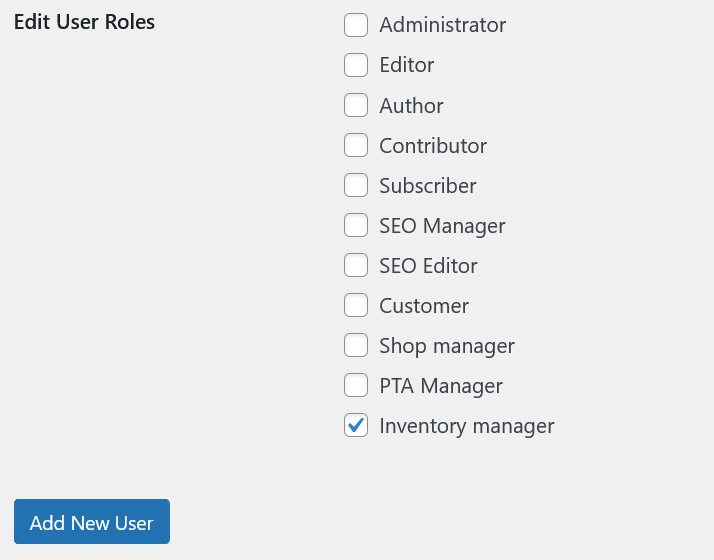 New user role added to the list