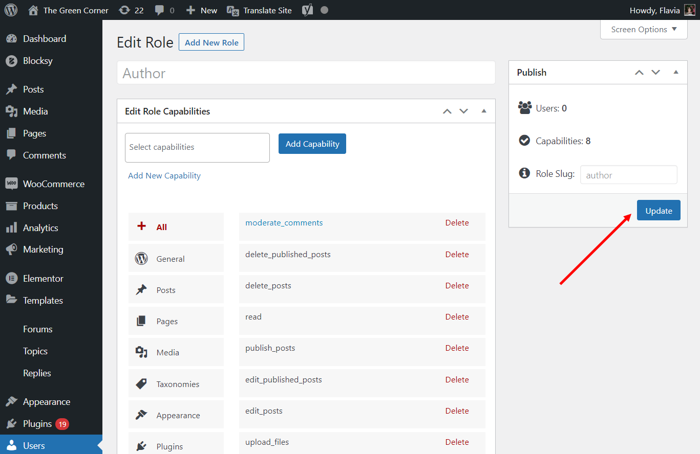 Updating WordPress user role edits