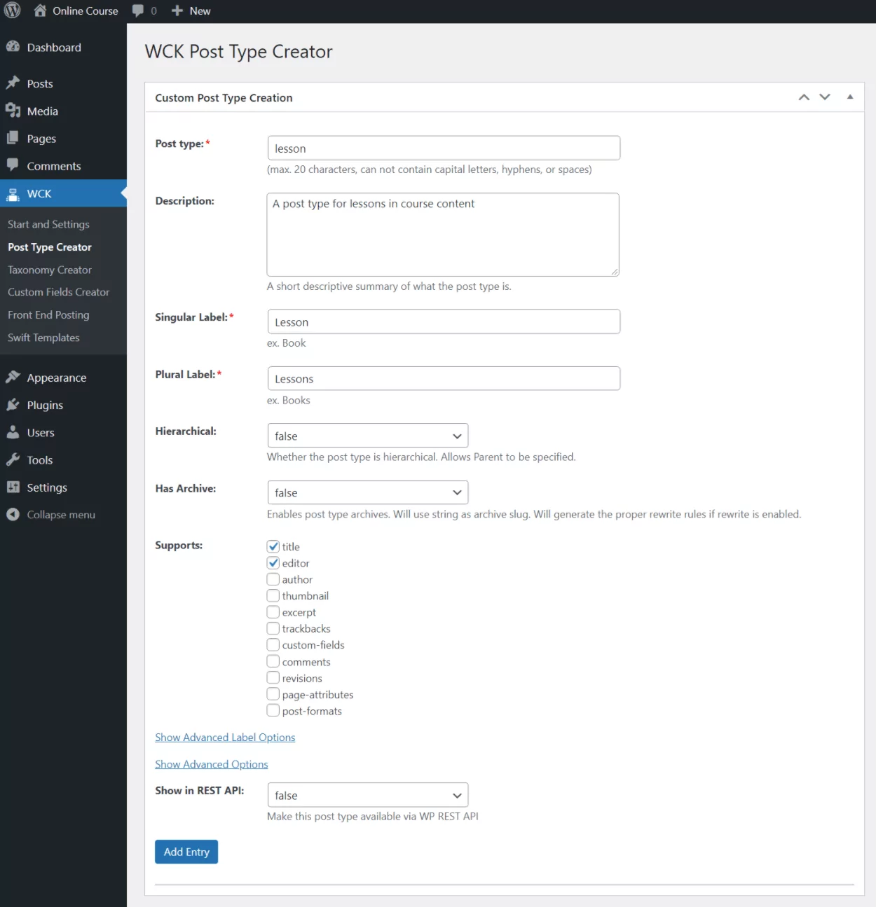 Creating custom post type