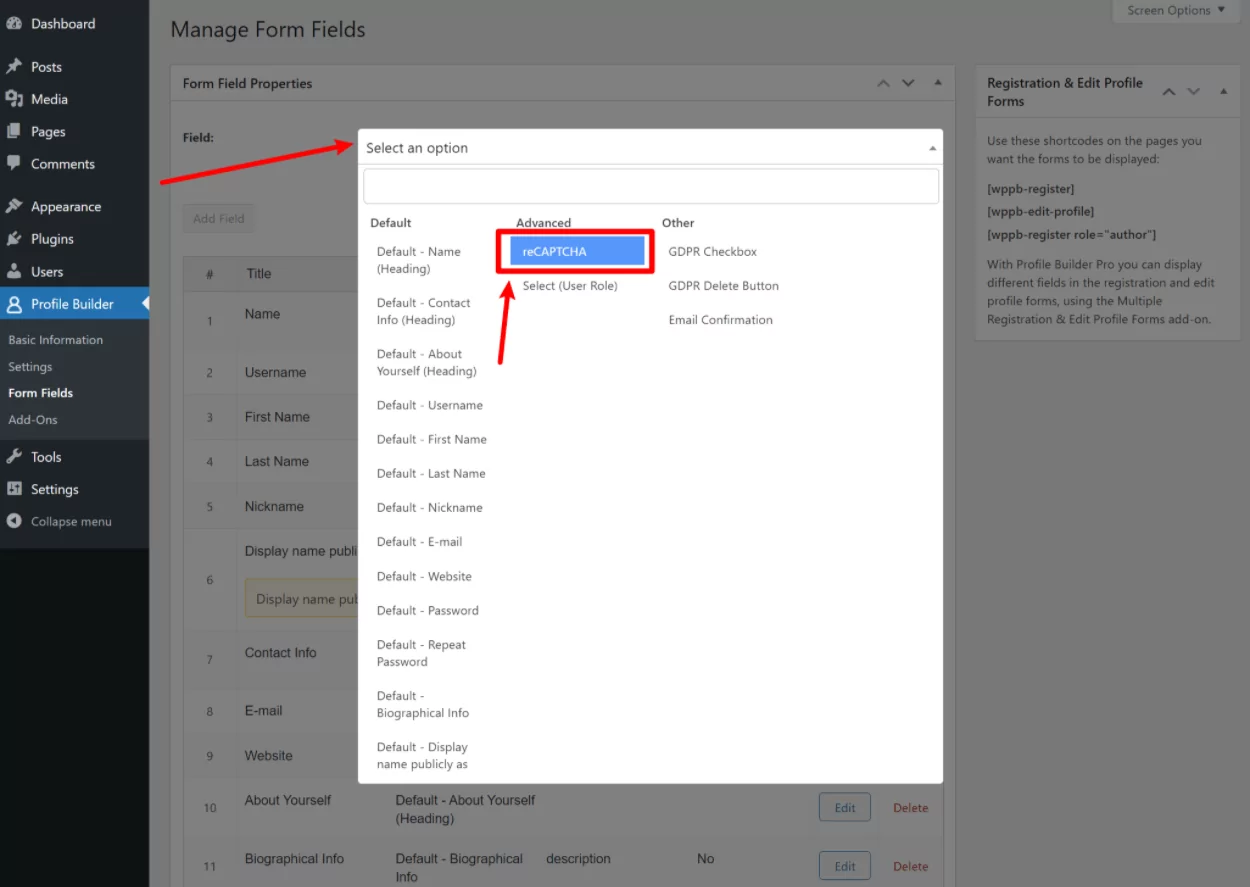 How to add reCAPTCHA to WordPress field