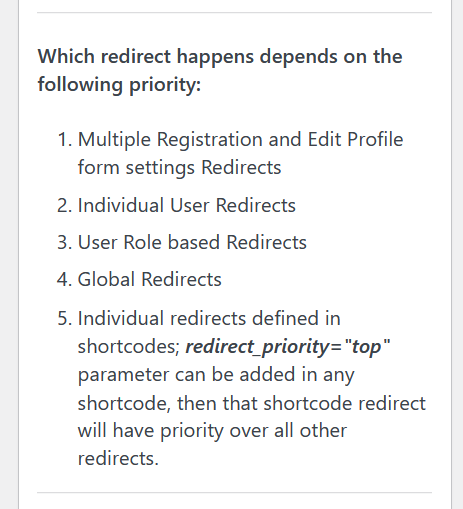 Redirect priority