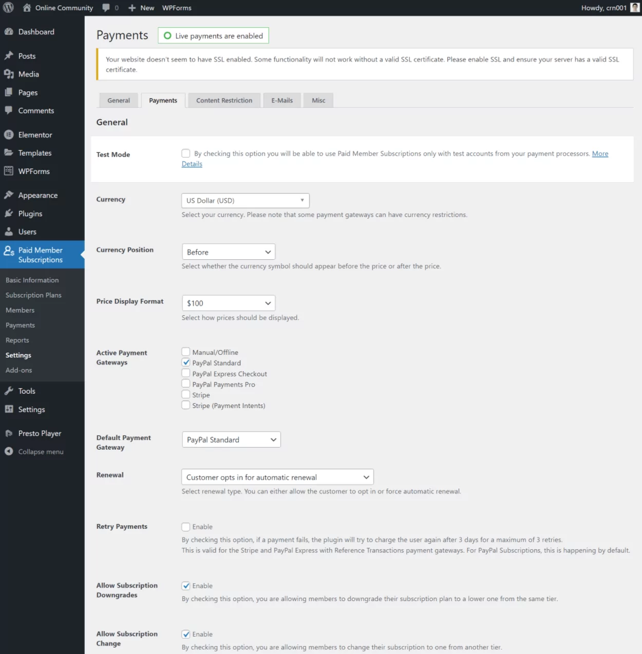 Configure payment gateways