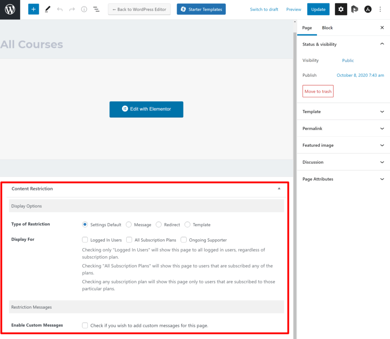 Restricting an individual piece of content