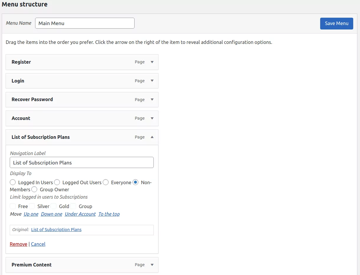 Paid Member Subscriptions Pro - Navigation Menu Filtering - Non-Member User