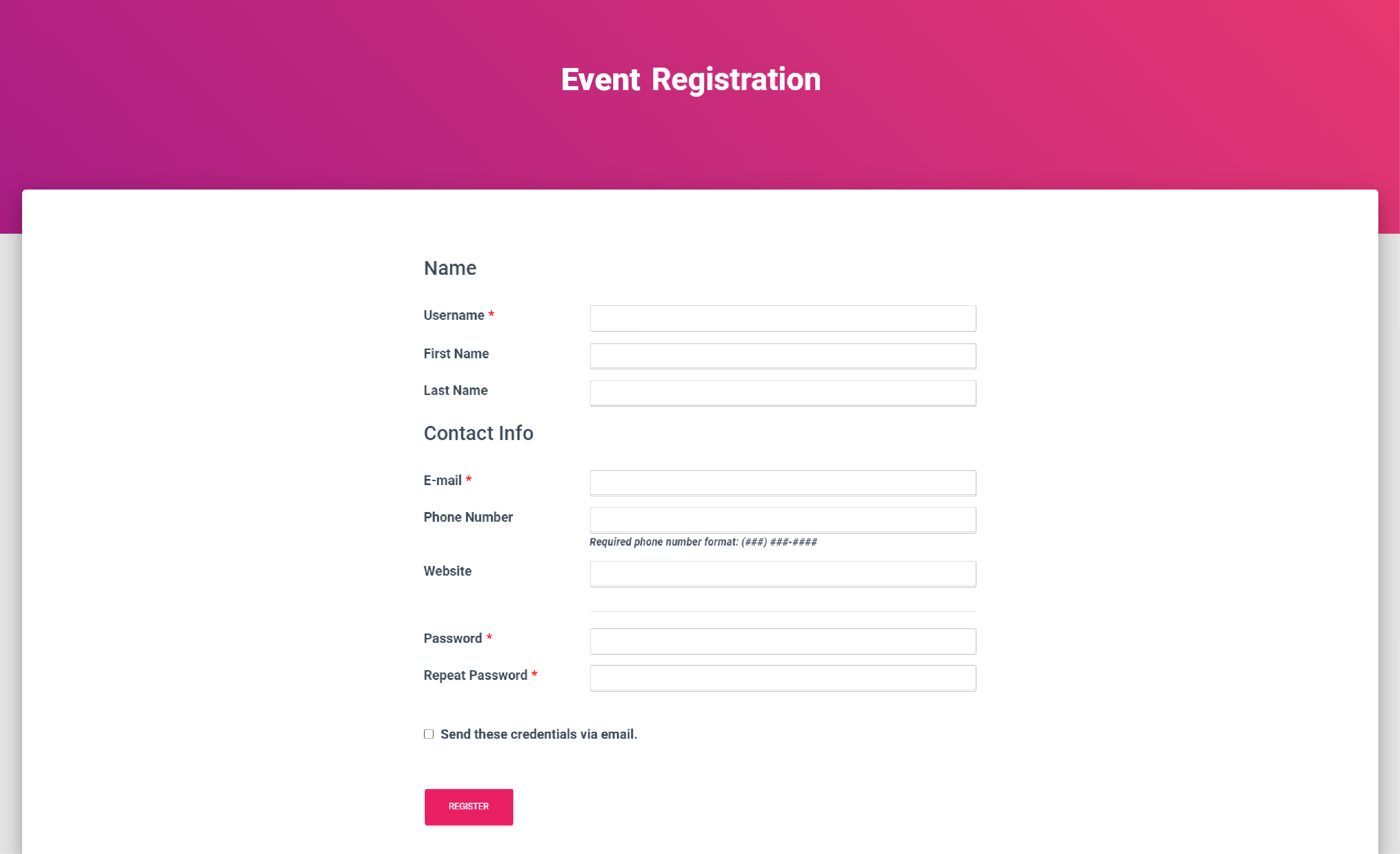 Event Registration Page in WordPress