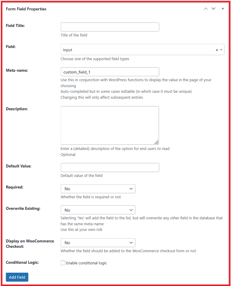 Adding custom fields to forms
