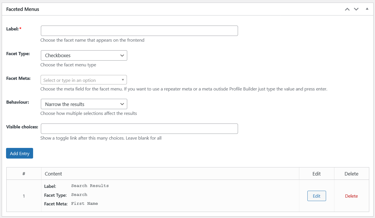 Filtering options in staff directory