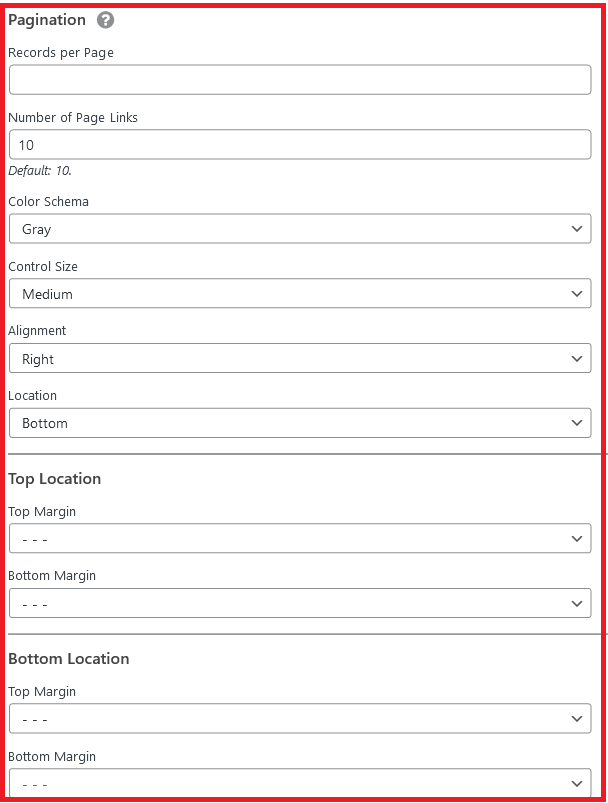 Pagination options with Staff List