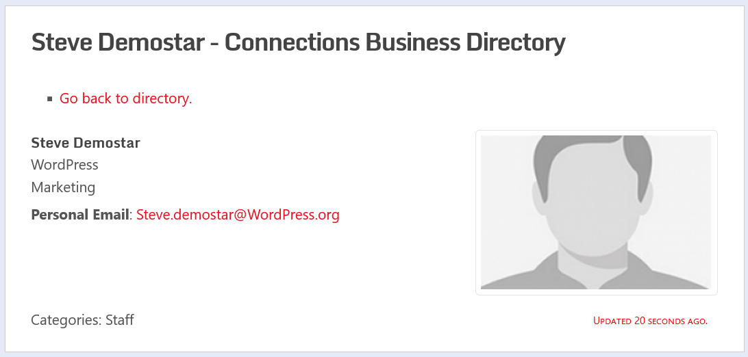 Final listing with Connections Business Directory