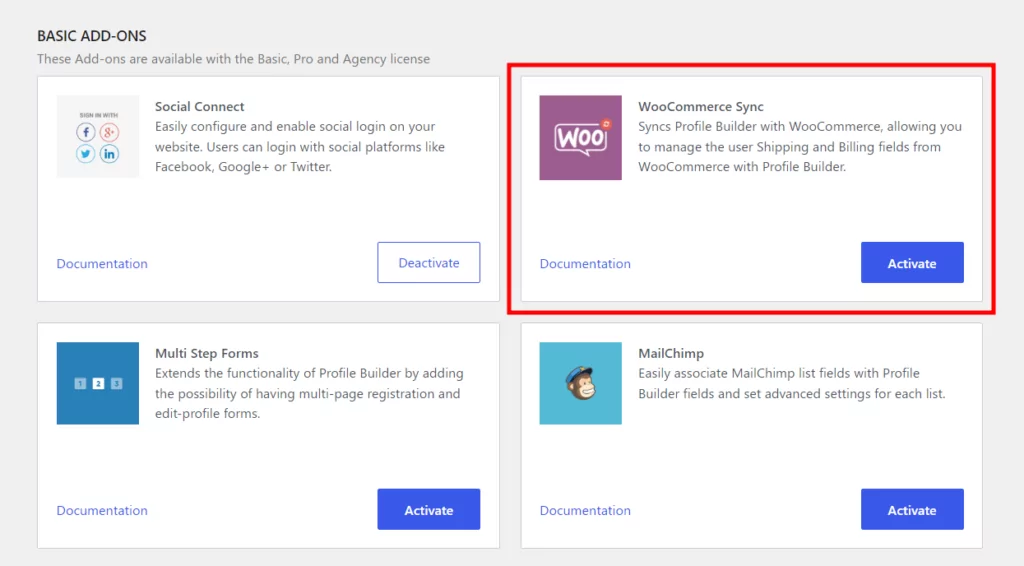 Activate the WooCommerce Sync add-on
