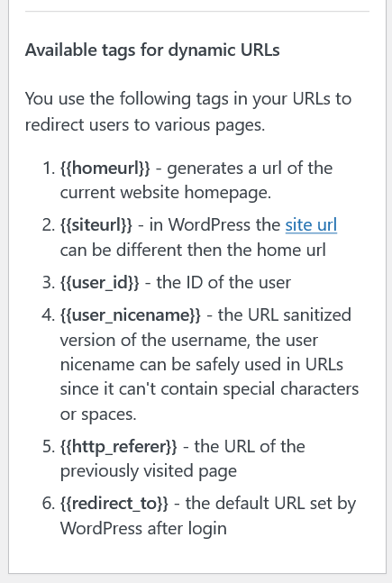 Tags for redirecting to dynamic URLs