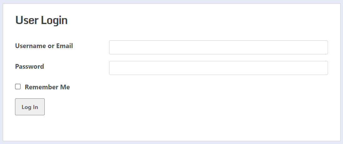 User login page