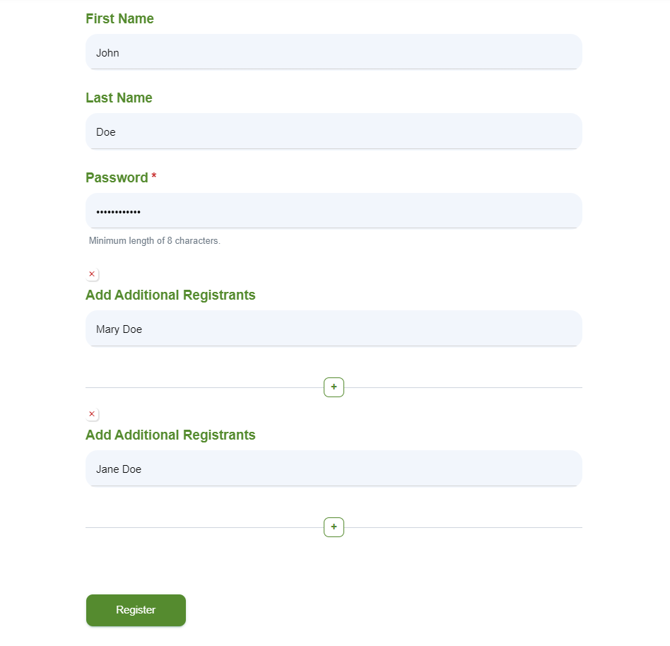 Multiple registrants