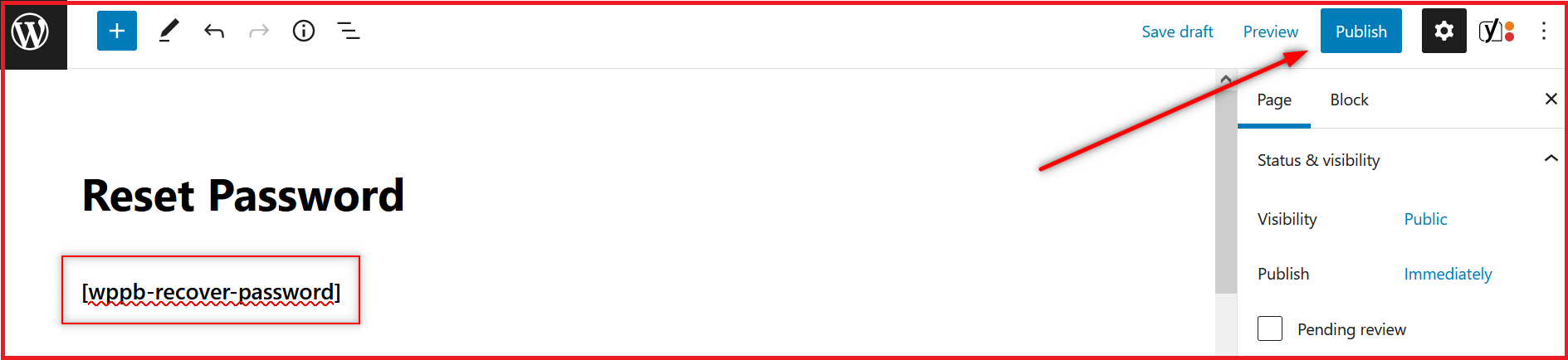Creating a WordPress reset password page