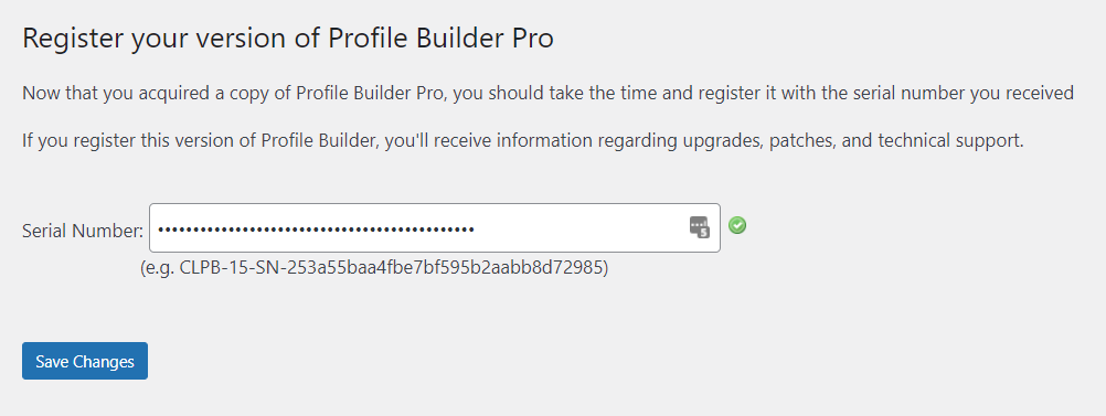 Registering your Profile Builder version