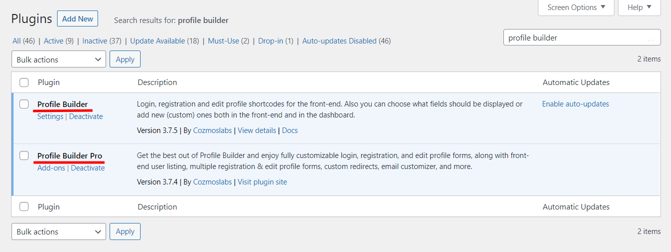 Profile Builder main plugin + premium extension