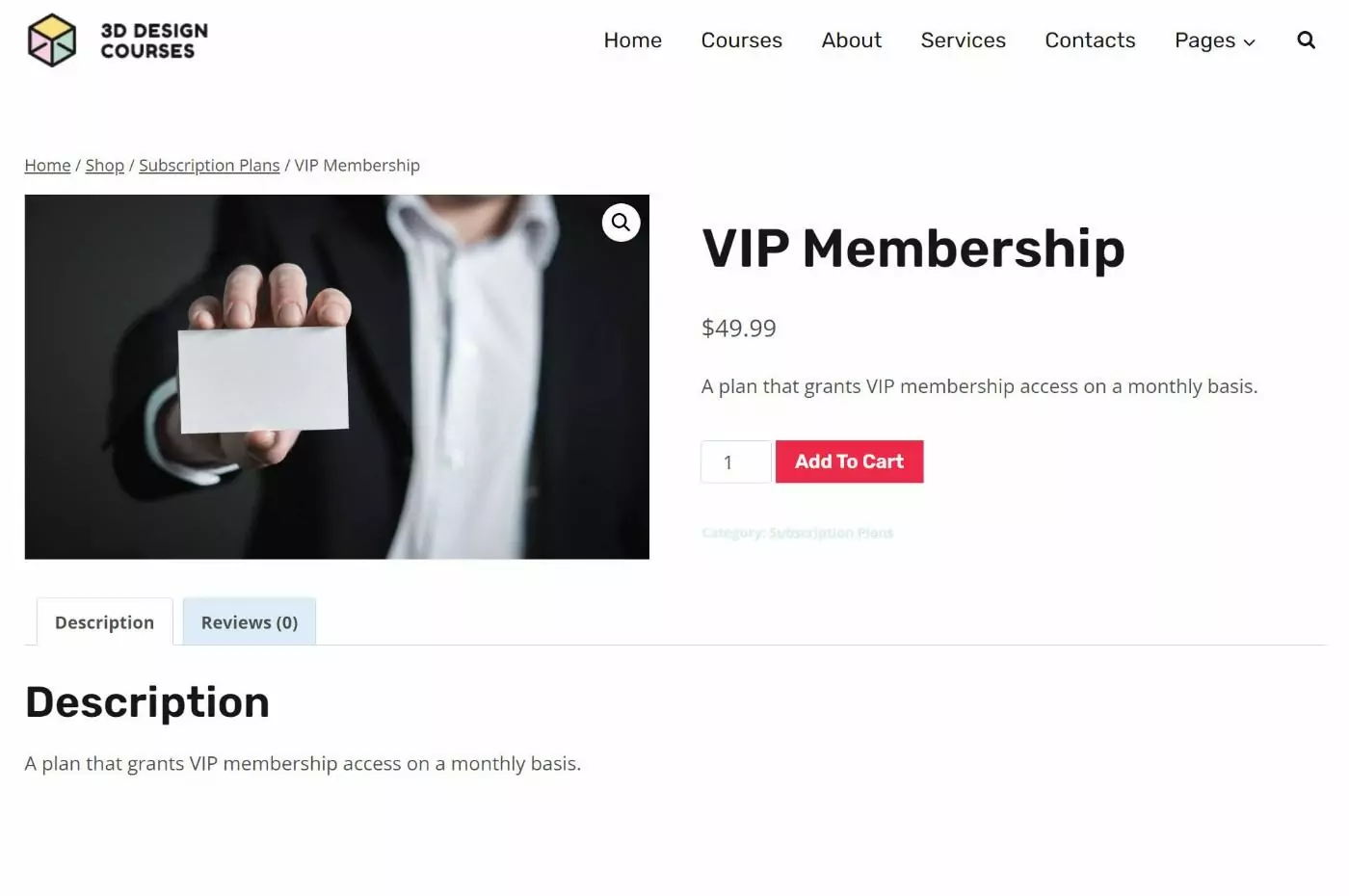 WooCommerce subscription product example