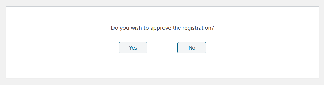 Approve user registration page