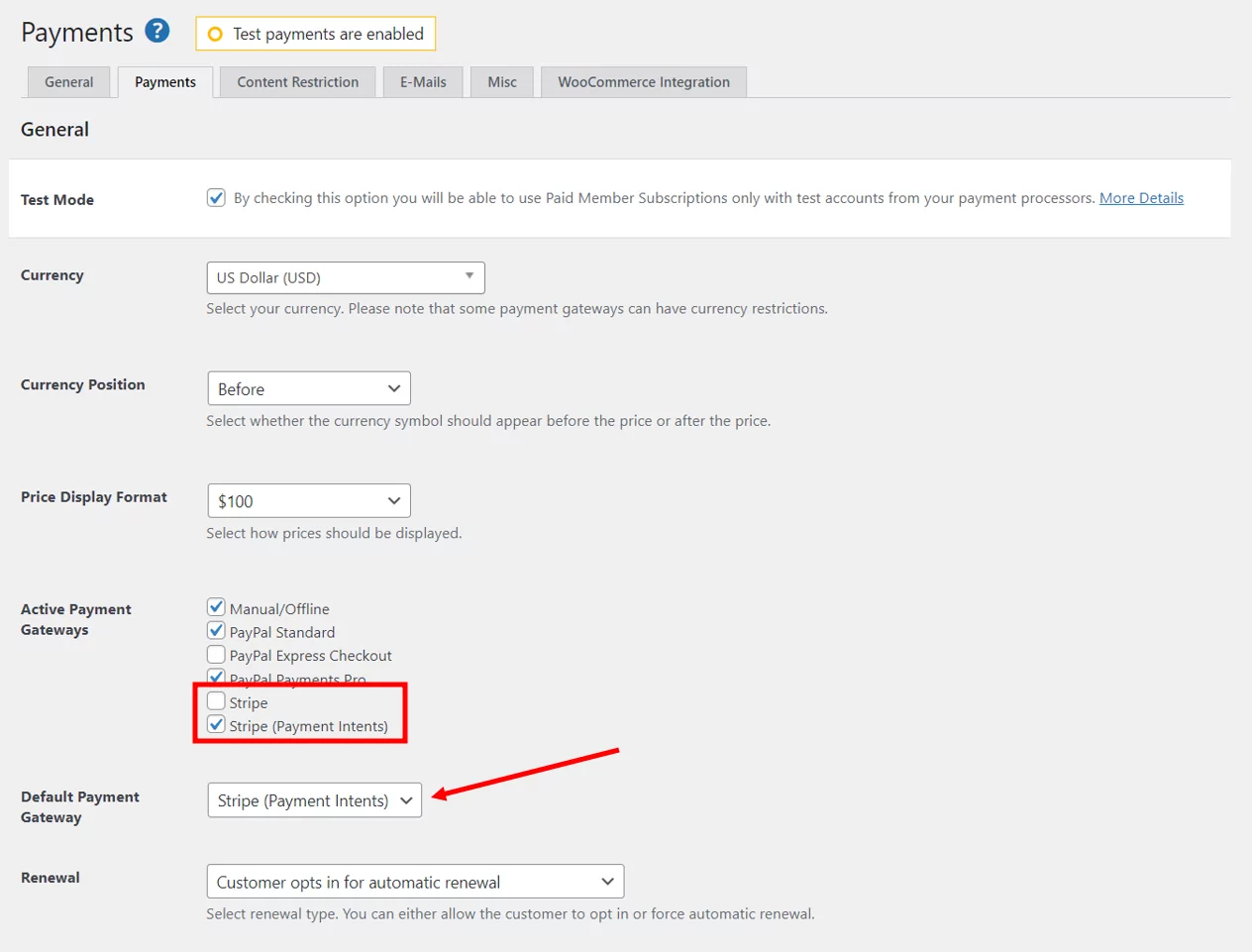 Using Stripe payment gateway