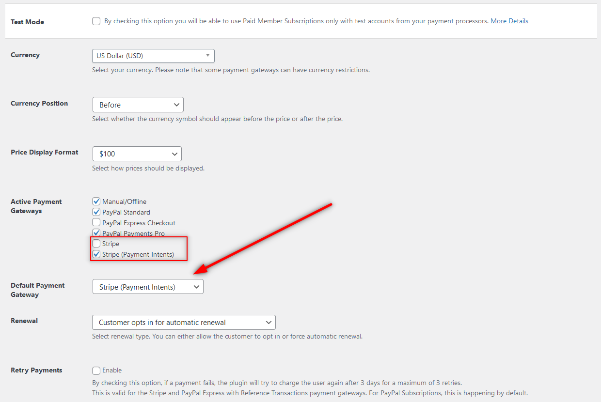 Using Stripe payment gateway