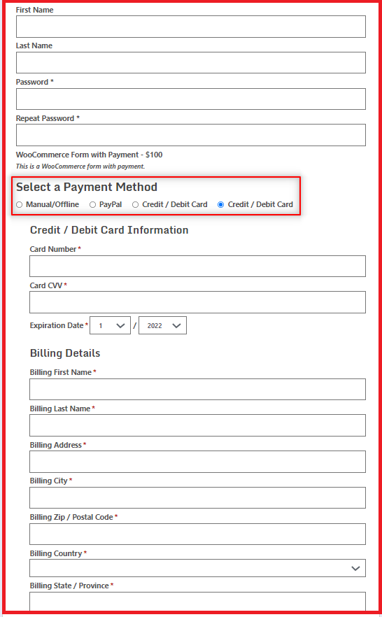 WooCommerce form with payment goes live