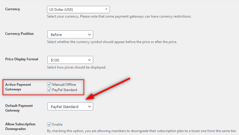 Default payment gateway