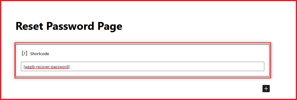 WooCommerce lost password shortcode in Gutenberg
