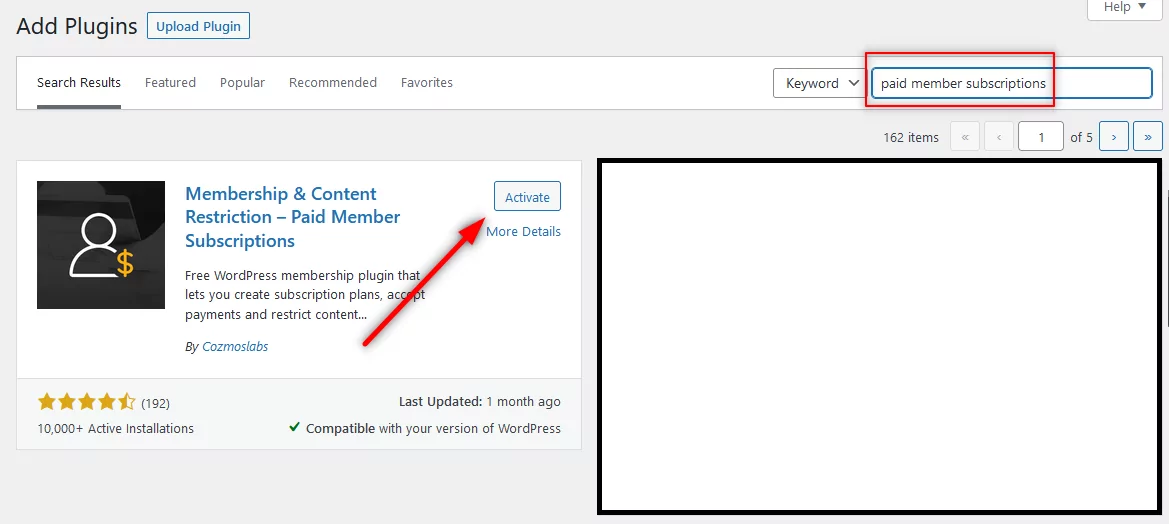 Installing Paid Member Subscriptions plugin